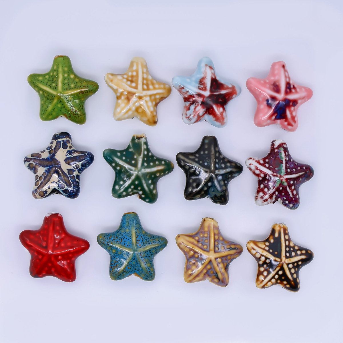 Ceramic Art Colorful Ocean Starfish Bead Spacer | B - 025 B - 026, B - 621 - B - 233, B - 625 - DLUXCA