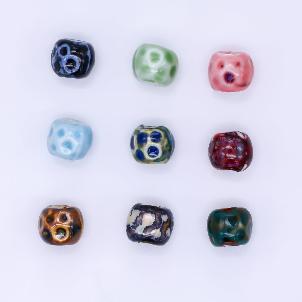 Ceramic Art Colorful Simple Rondelle Donut Bead Spacer | B - 701 B - 711 B - 712 B - 928 B - 929 - DLUXCA