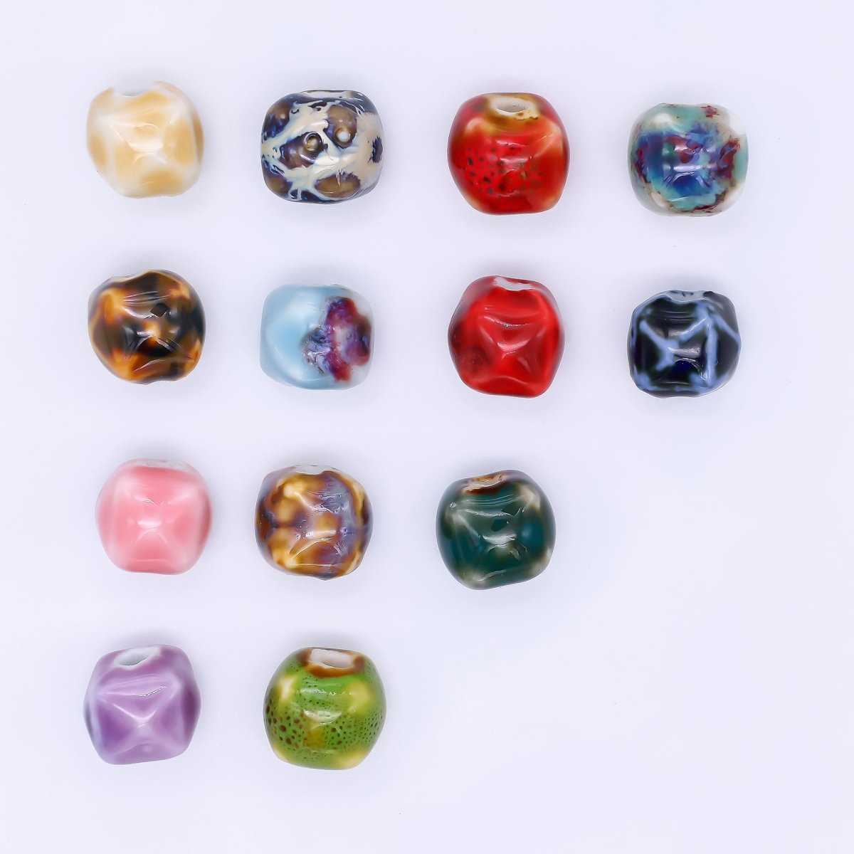 Ceramic Art Colorful Soft - Rounded Box Bead Spacer | B - 318 B - 328 B - 348 B - 355 B - 356 B - 367 B - 419 - DLUXCA