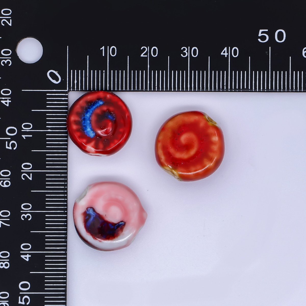 Ceramic Art Colorful Spiral Round Bead Spacer | B - 806 B - 812 B - 813, B - 817 - B - 819, B - 827 B - 828 - DLUXCA