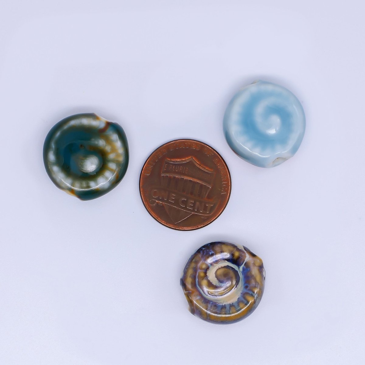 Ceramic Art Colorful Spiral Round Bead Spacer | B - 806 B - 812 B - 813, B - 817 - B - 819, B - 827 B - 828 - DLUXCA