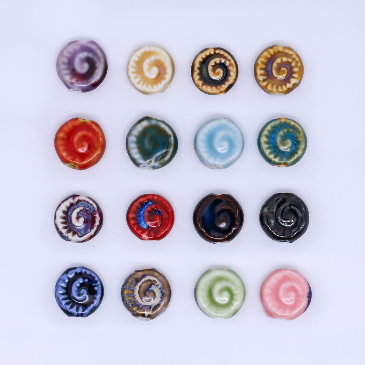 Ceramic Art Colorful Spiral Round Bead Spacer | B - 806 B - 812 B - 813, B - 817 - B - 819, B - 827 B - 828 - DLUXCA