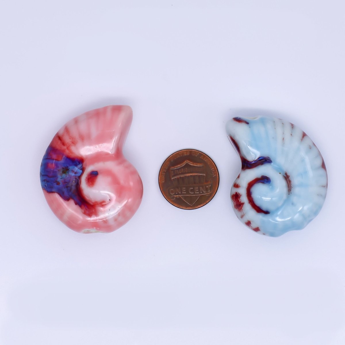 Ceramic Art Colorful Spiral Snail Shell Bead Spacer | B - 850 - B - 854 - DLUXCA
