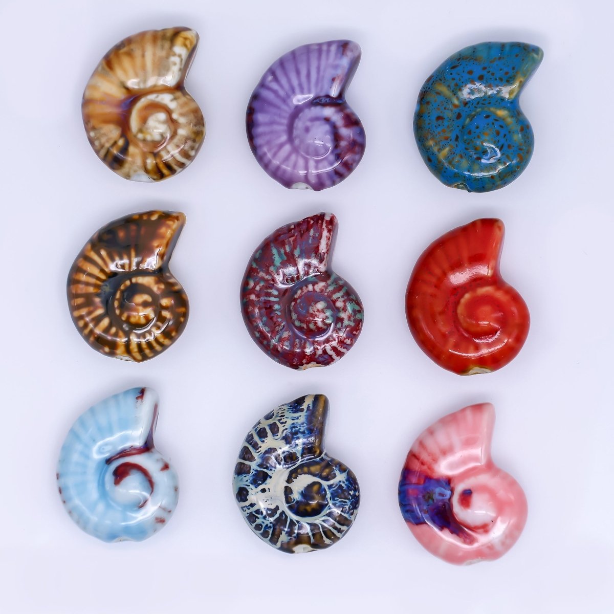 Ceramic Art Colorful Spiral Snail Shell Bead Spacer | B - 850 - B - 854 - DLUXCA