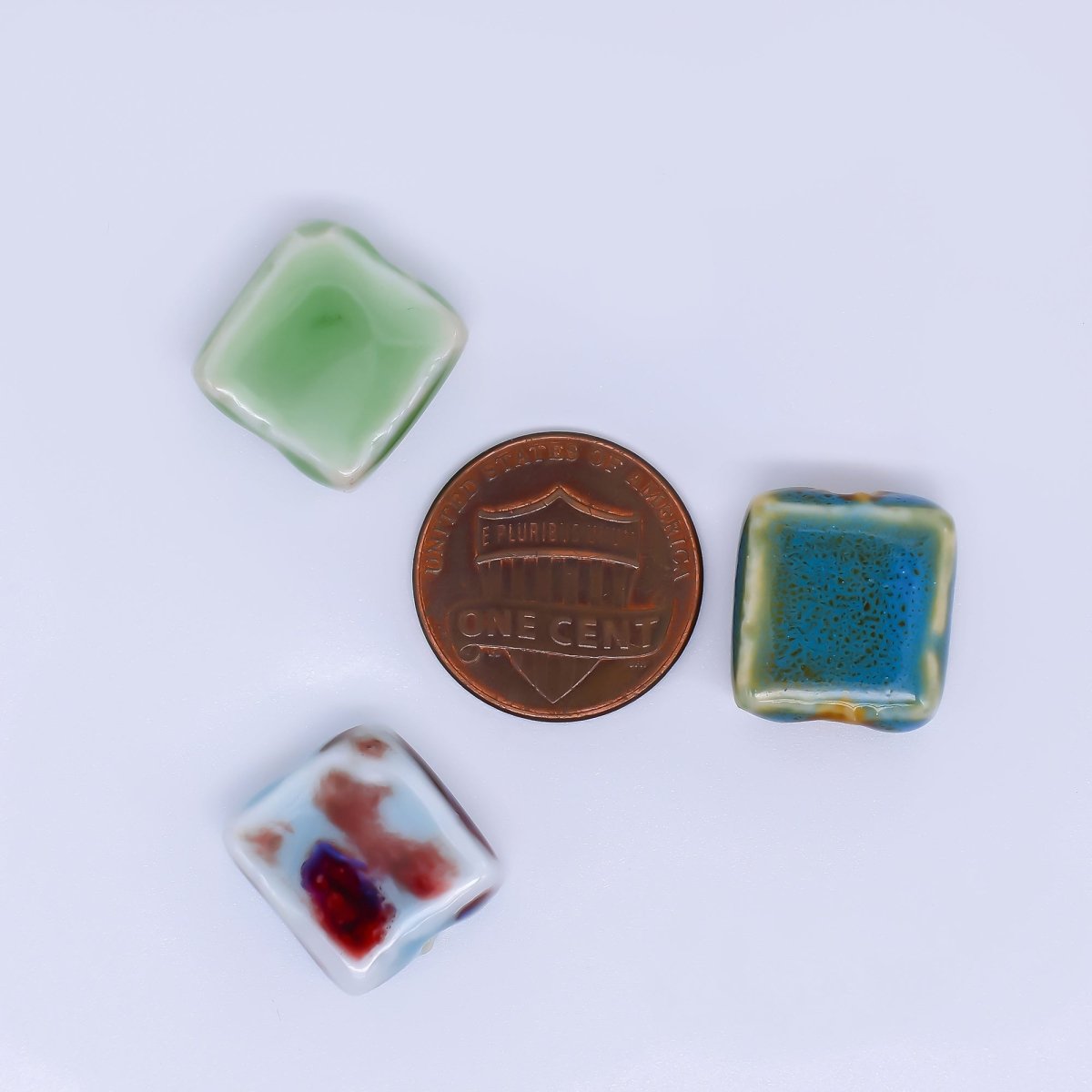 Ceramic Art Colorful Square Block Shaped Bead Spacer | B - 654 - B - 657, B - 663 - DLUXCA