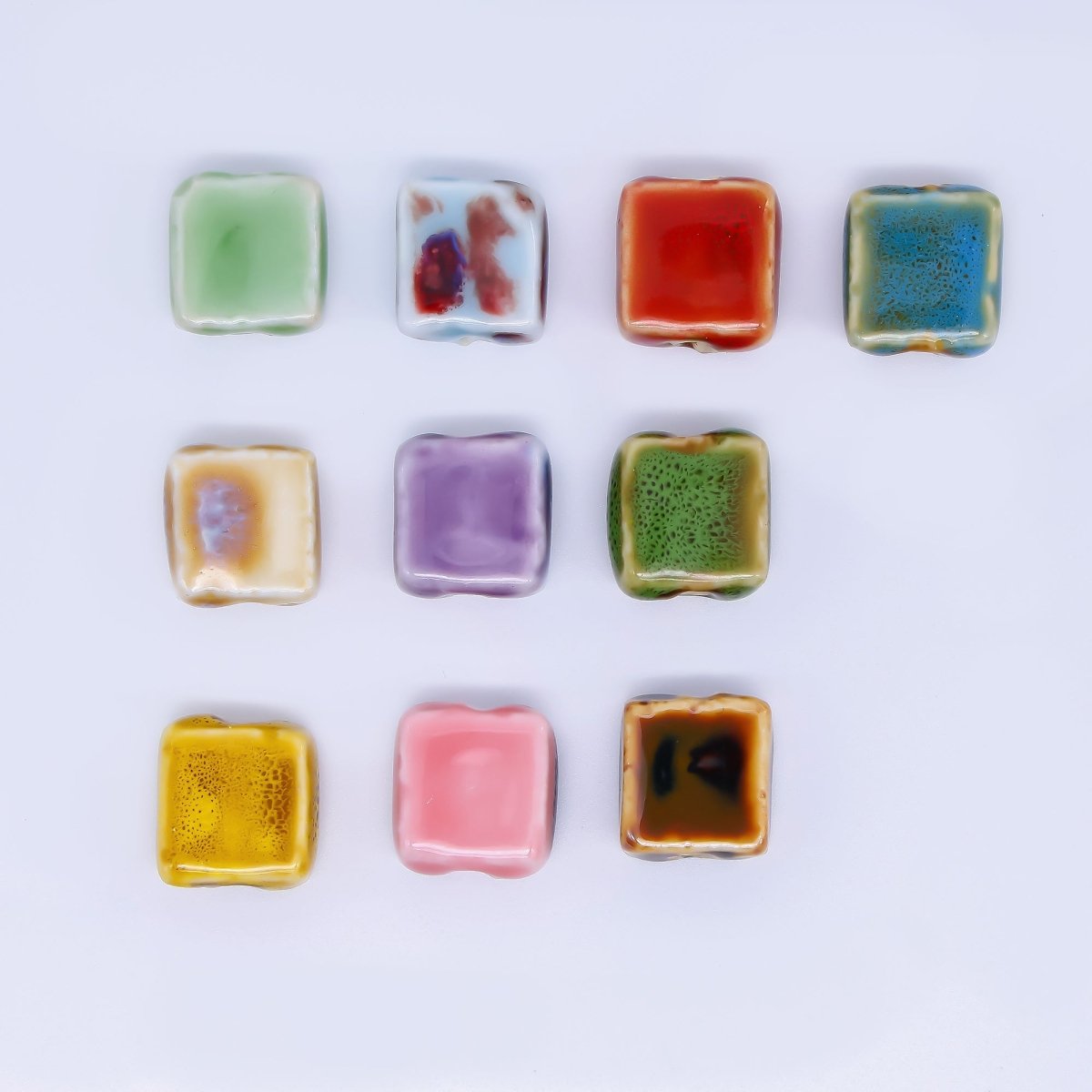 Ceramic Art Colorful Square Block Shaped Bead Spacer | B - 654 - B - 657, B - 663 - DLUXCA