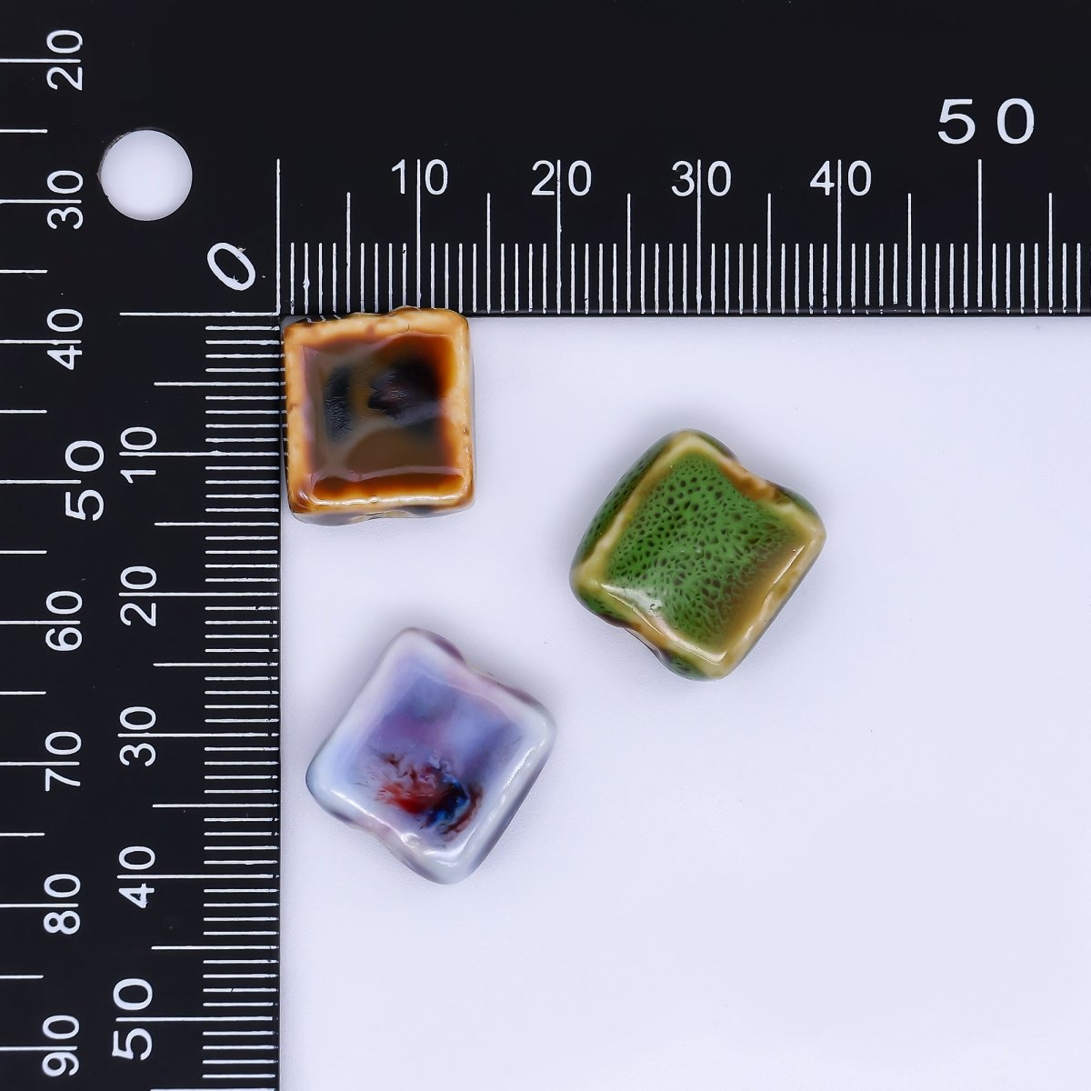 Ceramic Art Colorful Square Block Shaped Bead Spacer | B - 654 - B - 657, B - 663 - DLUXCA