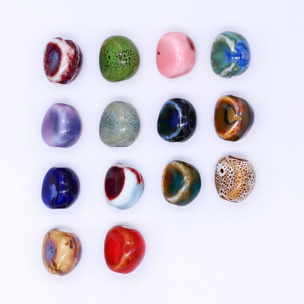 Ceramic Art Colorful Stone - Like Round Bead Spacer | B - 860 - B - 866 - DLUXCA