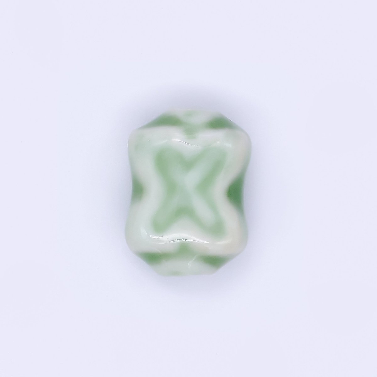 Ceramic Art Colorful Wavy Rectangular X - Cross Bead Spacer | B - 601 B - 602 B - 604 B - 606 B - 607 B - 614 B - 617 B - 618 - DLUXCA