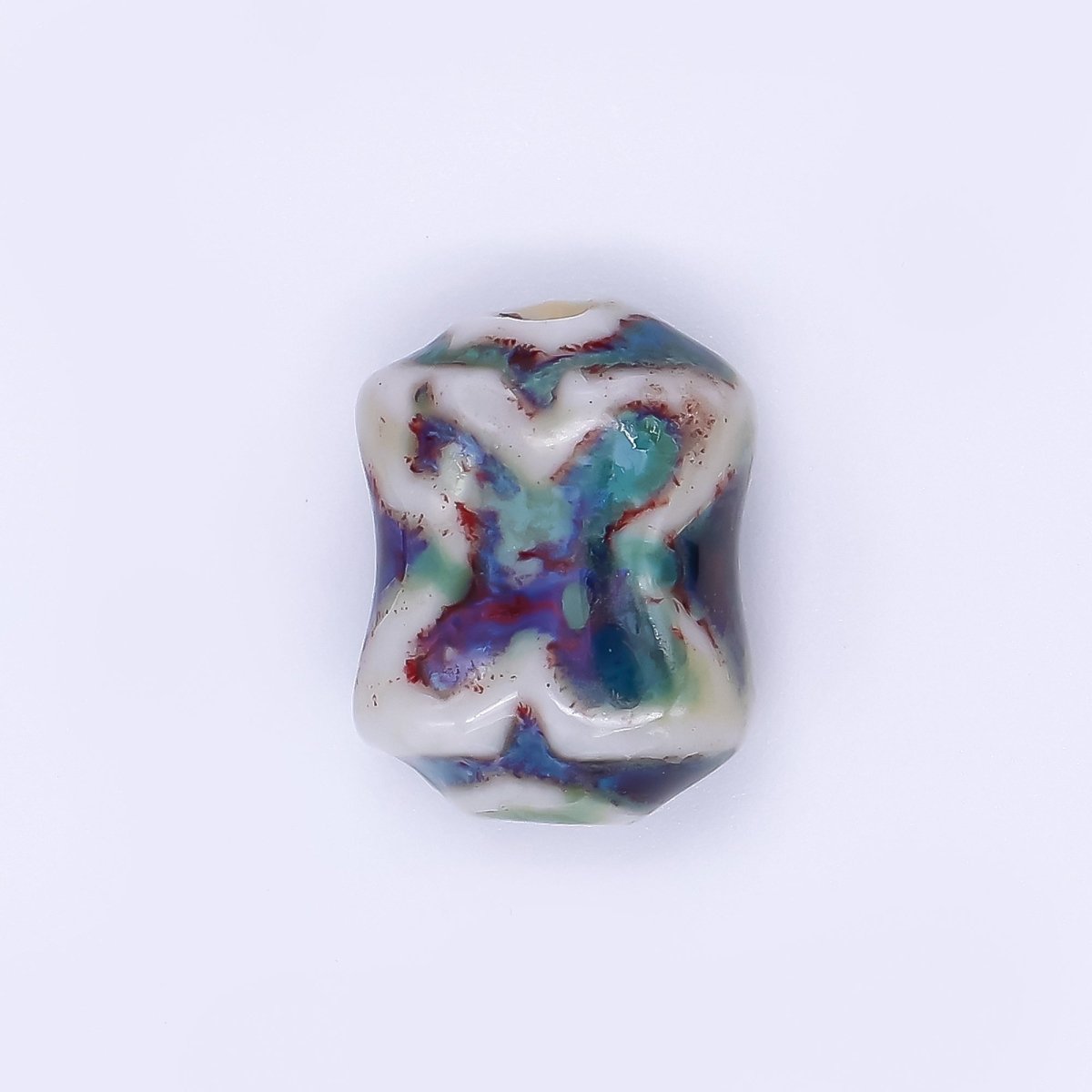 Ceramic Art Colorful Wavy Rectangular X - Cross Bead Spacer | B - 601 B - 602 B - 604 B - 606 B - 607 B - 614 B - 617 B - 618 - DLUXCA