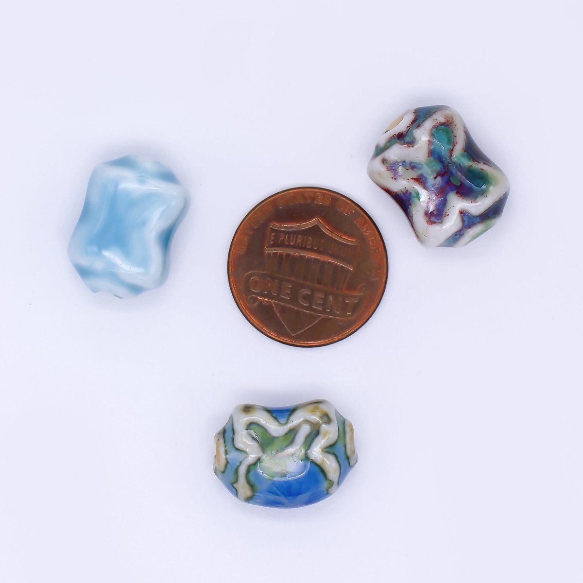 Ceramic Art Colorful Wavy Rectangular X - Cross Bead Spacer | B - 601 B - 602 B - 604 B - 606 B - 607 B - 614 B - 617 B - 618 - DLUXCA