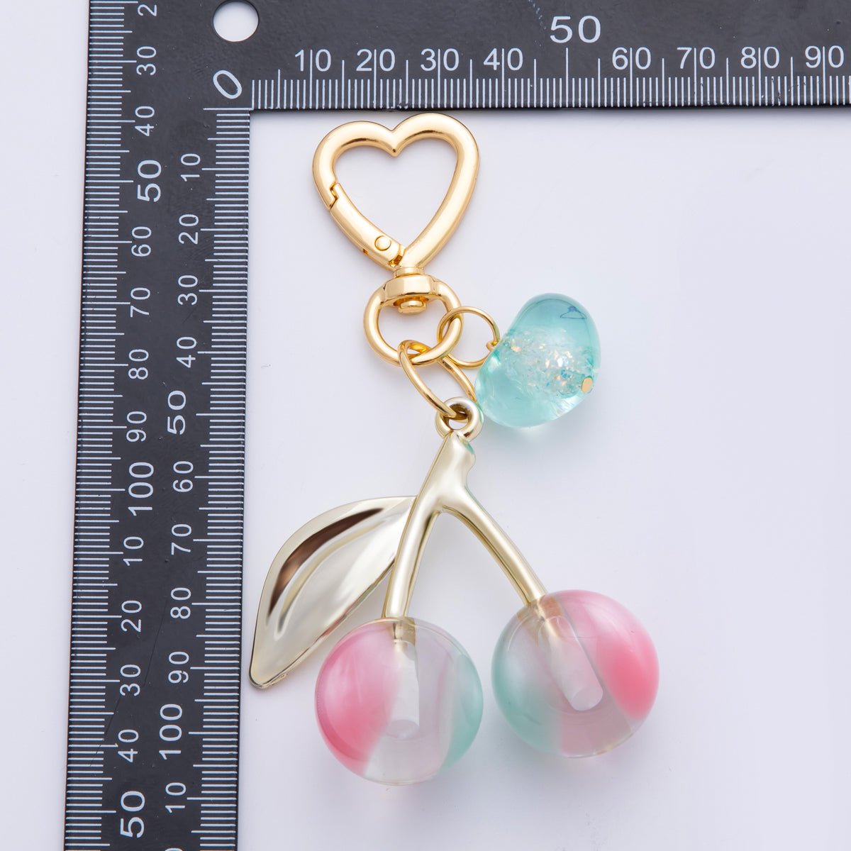 Chery bag charm Handmade cherry keychain, colorful handbag accessory WB - 00007 - DLUXCA