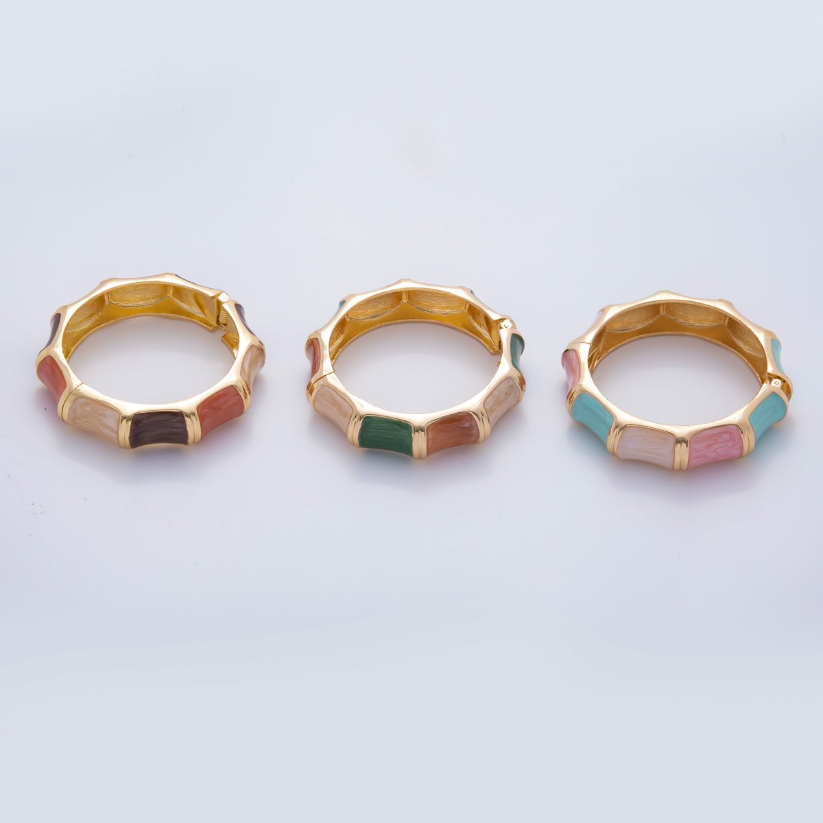 Chunky Gold Filled Enamel Pastel Mosaic Bracelet | WAA3354 - WAA3356 - DLUXCA
