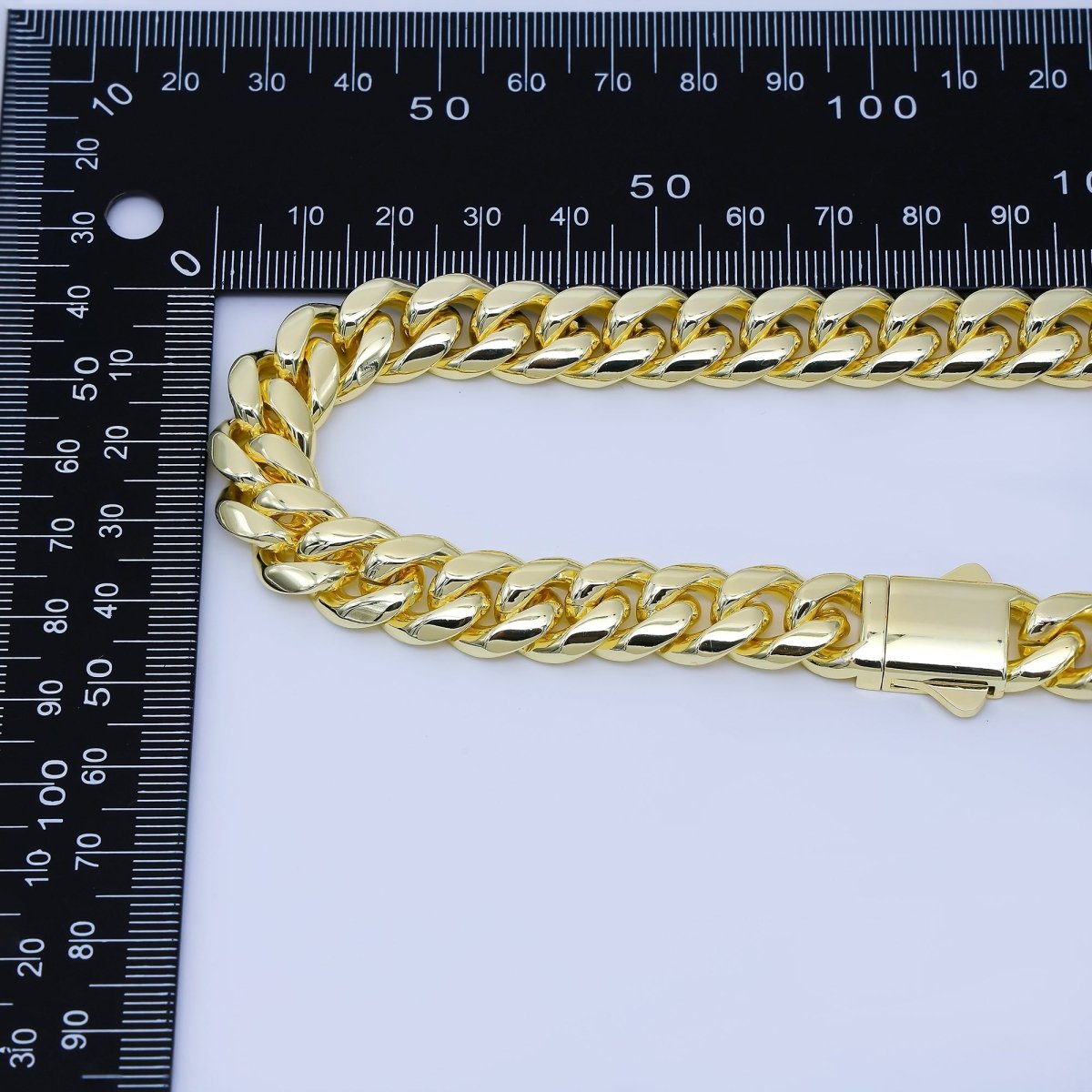Chunky PVD Gold Stainless Steel Men's Cuban Link Chain Necklace 18.11” Long, 14mm Wide WA - 3909 - DLUXCA