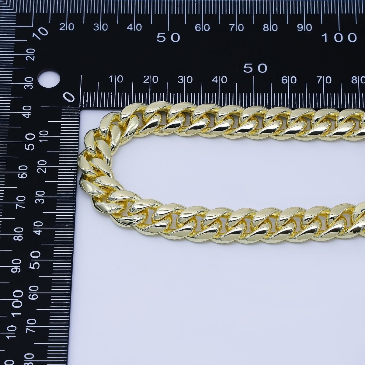Chunky PVD Gold Stainless Steel Men's Cuban Link Chain Necklace 18.11” Long, 8mm Wide WA - 3906 - DLUXCA
