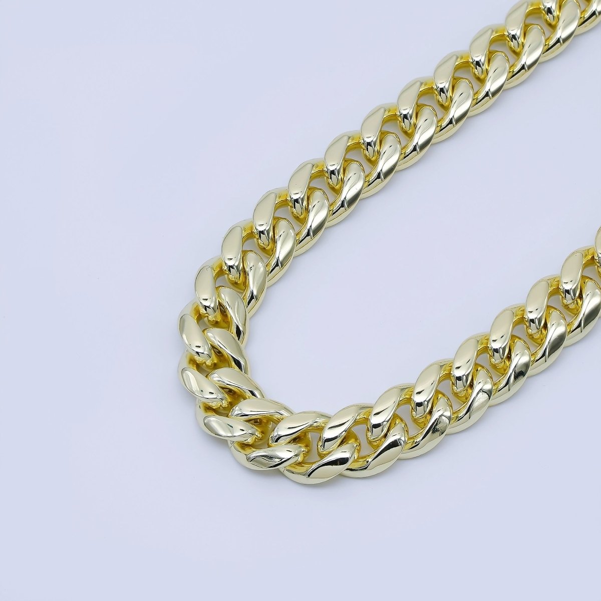 Chunky PVD Gold Stainless Steel Men's Cuban Link Chain Necklace 18.11” Long, 8mm Wide WA - 3906 - DLUXCA