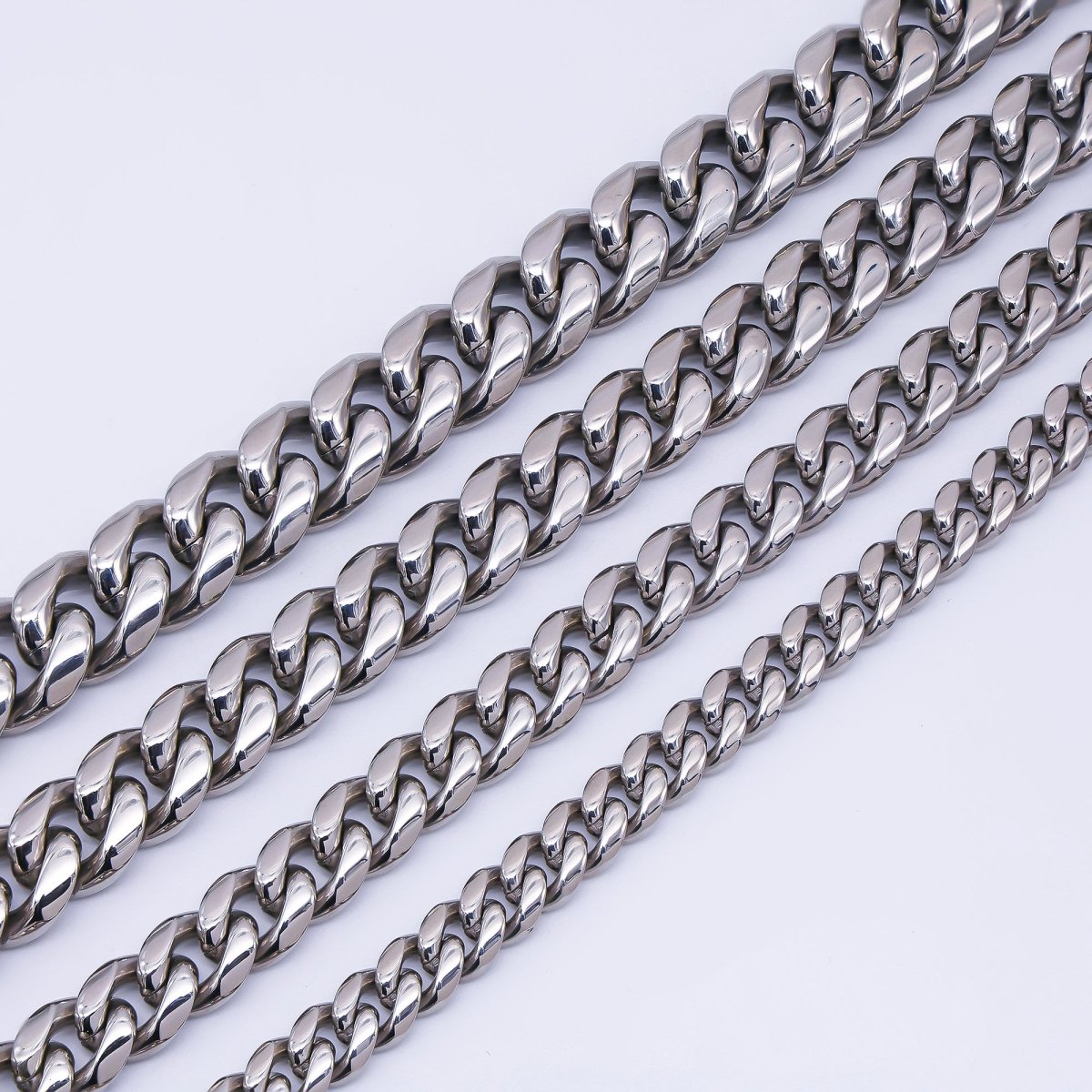 Chunky Stainless Steel Men's Cuban Link Chain Necklace 18.11” Long 8,10,12,14 mm Wide WA - 3910 - DLUXCA