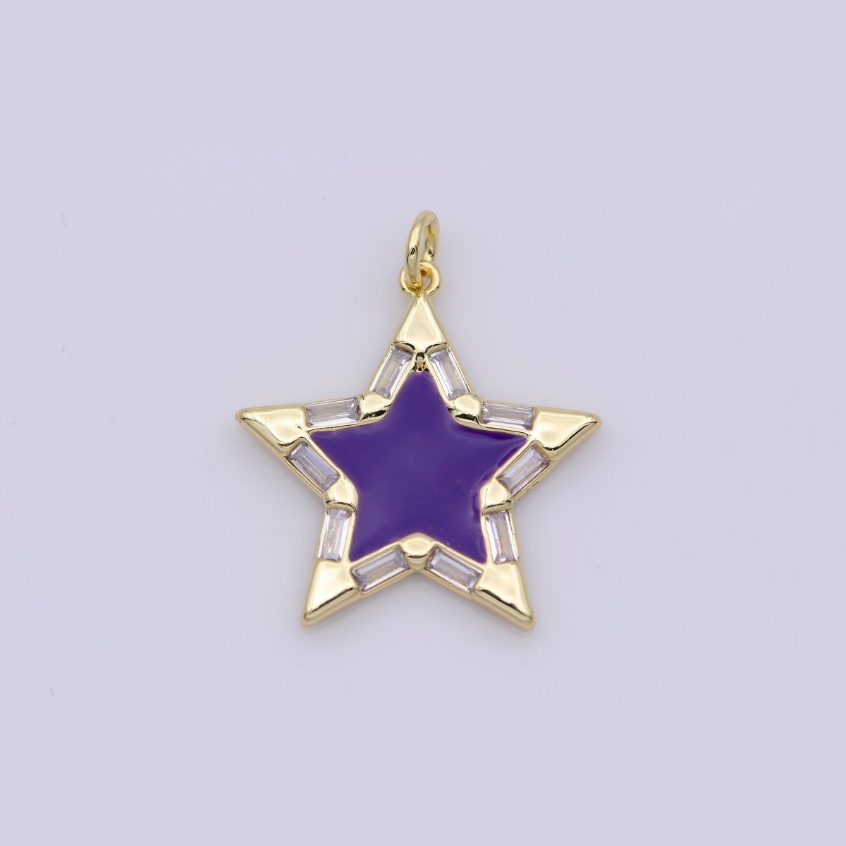 Colorful Enamel Star Charm Pendant, Red Yellow Pink Green Blue Enamel Cubic Pendant, 14K gold Filled Celestial Jewelry Making Supply M - 325 - M - 335 - DLUXCA