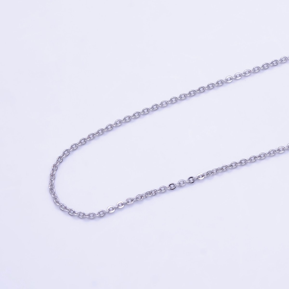 Dainty 18 inch Anchor Necklace, Minimalist Cable Chain in Silver Color, Rhodium Plated Chain For Everyday Wear | CN-635 Clearance Pricing - DLUXCA