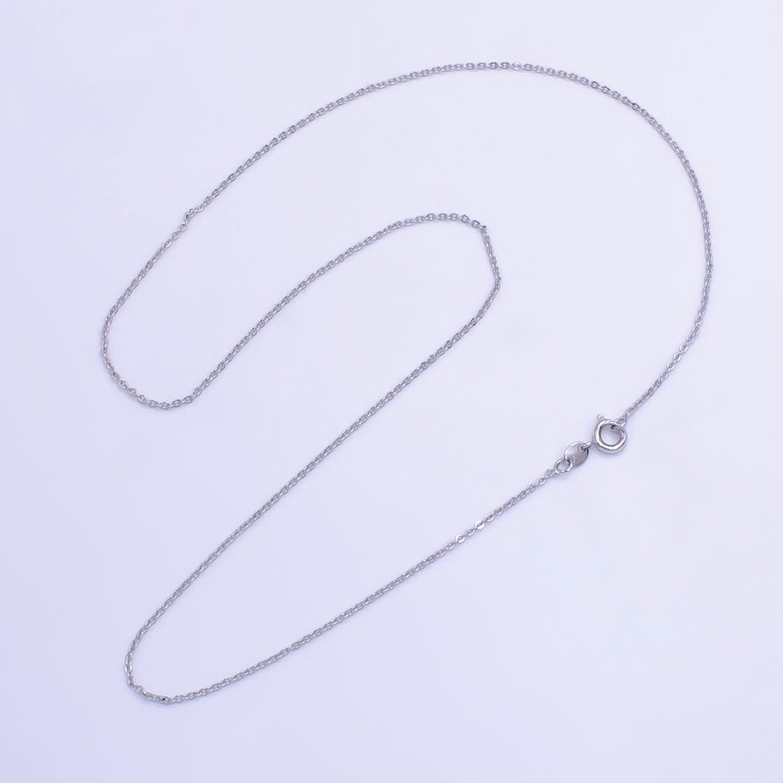 Dainty 18 inch Anchor Necklace, Minimalist Cable Chain in Silver Color, Rhodium Plated Chain For Everyday Wear | CN-635 Clearance Pricing - DLUXCA