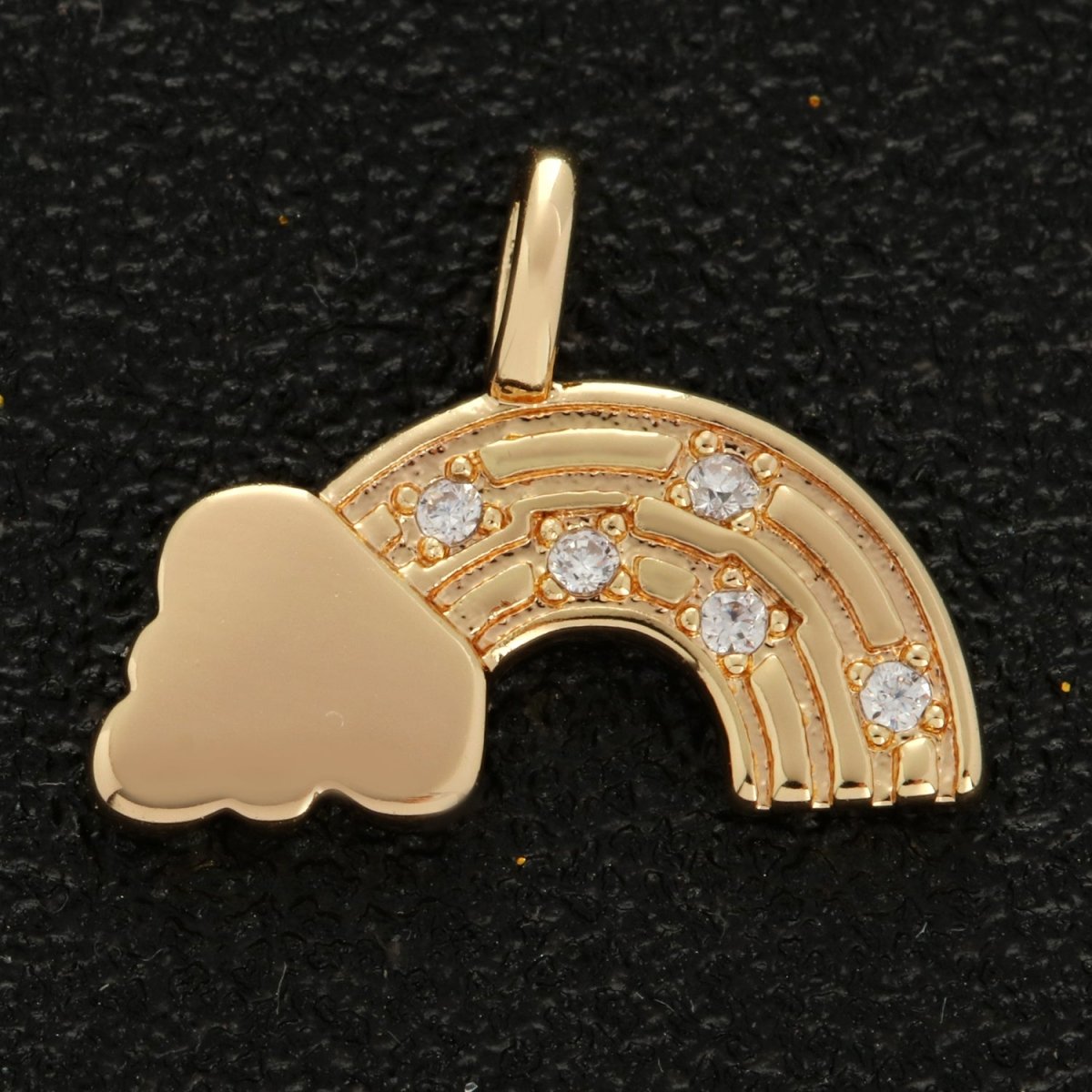 Dainty 18k Gold Filled Rainbow Charm with Cloud M-788 - DLUXCA
