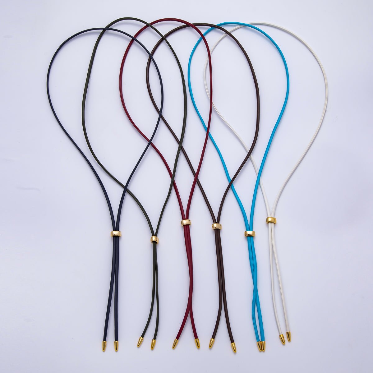 Dainty 2.5mm Leather Bolo Slide Adjustable 26 Inch Lariat Necklace | WA - 04338 ~ WA - 04343 - DLUXCA