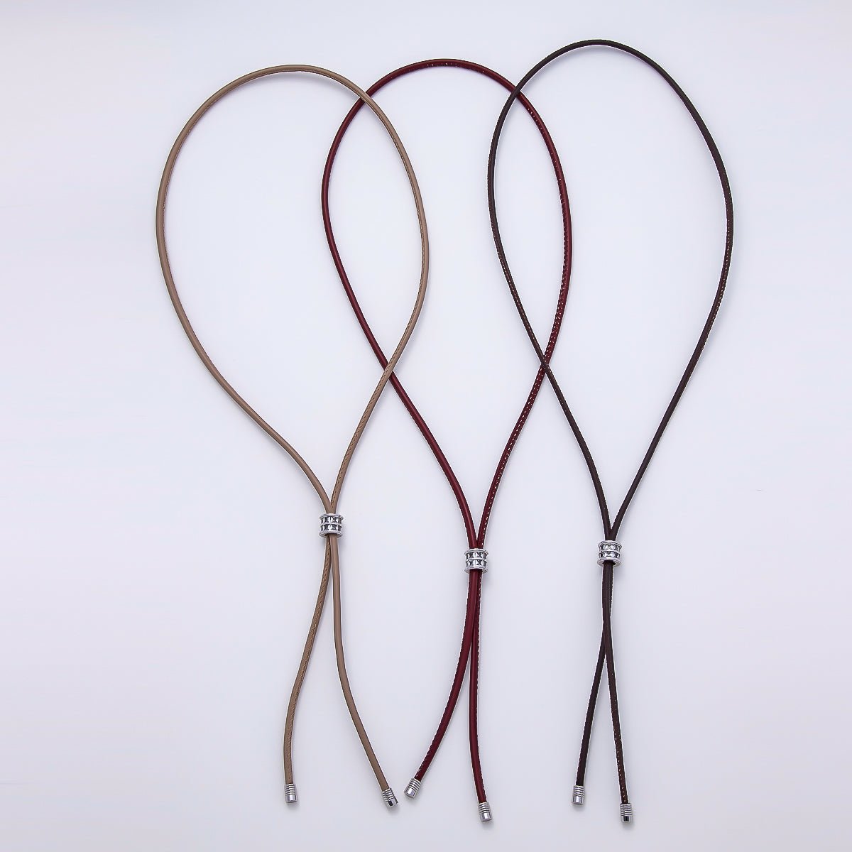 Dainty 5mm Leather Bolo Slide Adjustable 31 Inch Lariat Necklace | WA-04589 ~ WA-04591 - DLUXCA