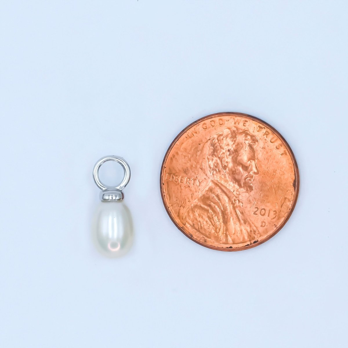 Dainty 6mm White pearl oval drop pendant for Minimalist Jewelry Making Supply | P - 1943 - DLUXCA