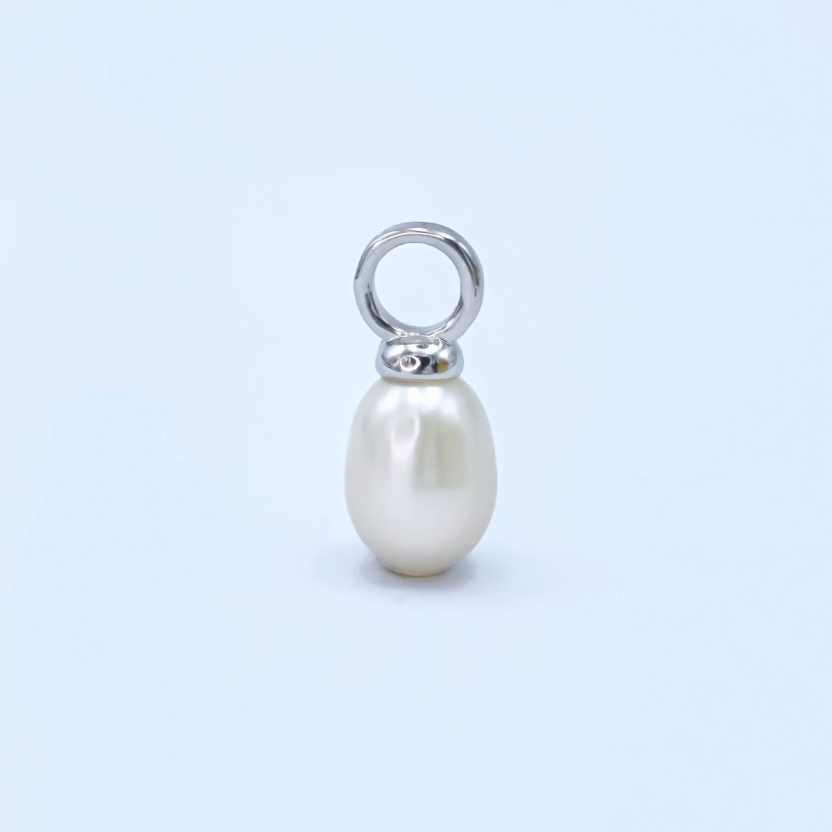 Dainty 6mm White pearl oval drop pendant for Minimalist Jewelry Making Supply | P - 1943 - DLUXCA