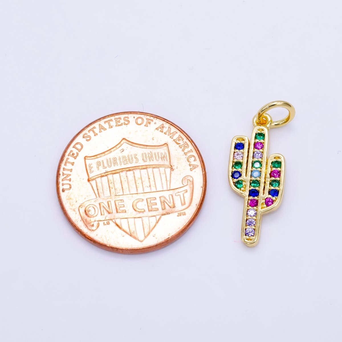 Dainty Cactus Charm Saguaro Pendant Gold Filled Charm for Teen Jewelry Colorful Micro Pave charm Necklace Earring Bracelet Charm Supply C-629 - DLUXCA