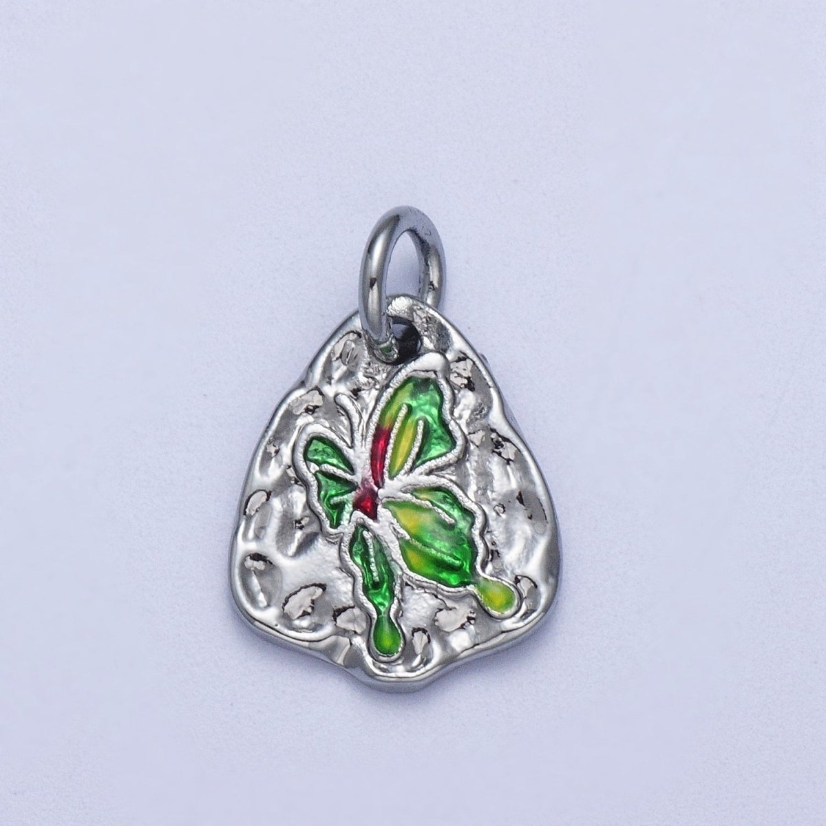 Dainty Colorful Monarch Butterfly Rustic Hammered Gold & Silver Charm | E-672-E677 - DLUXCA