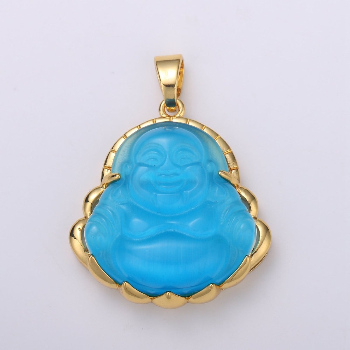 Dainty Gold Filled Buddha Pendant for Necklace Laughing Buddha Charm Tiger eye Buddha Pendant AH - 281 - AH - 290 - DLUXCA