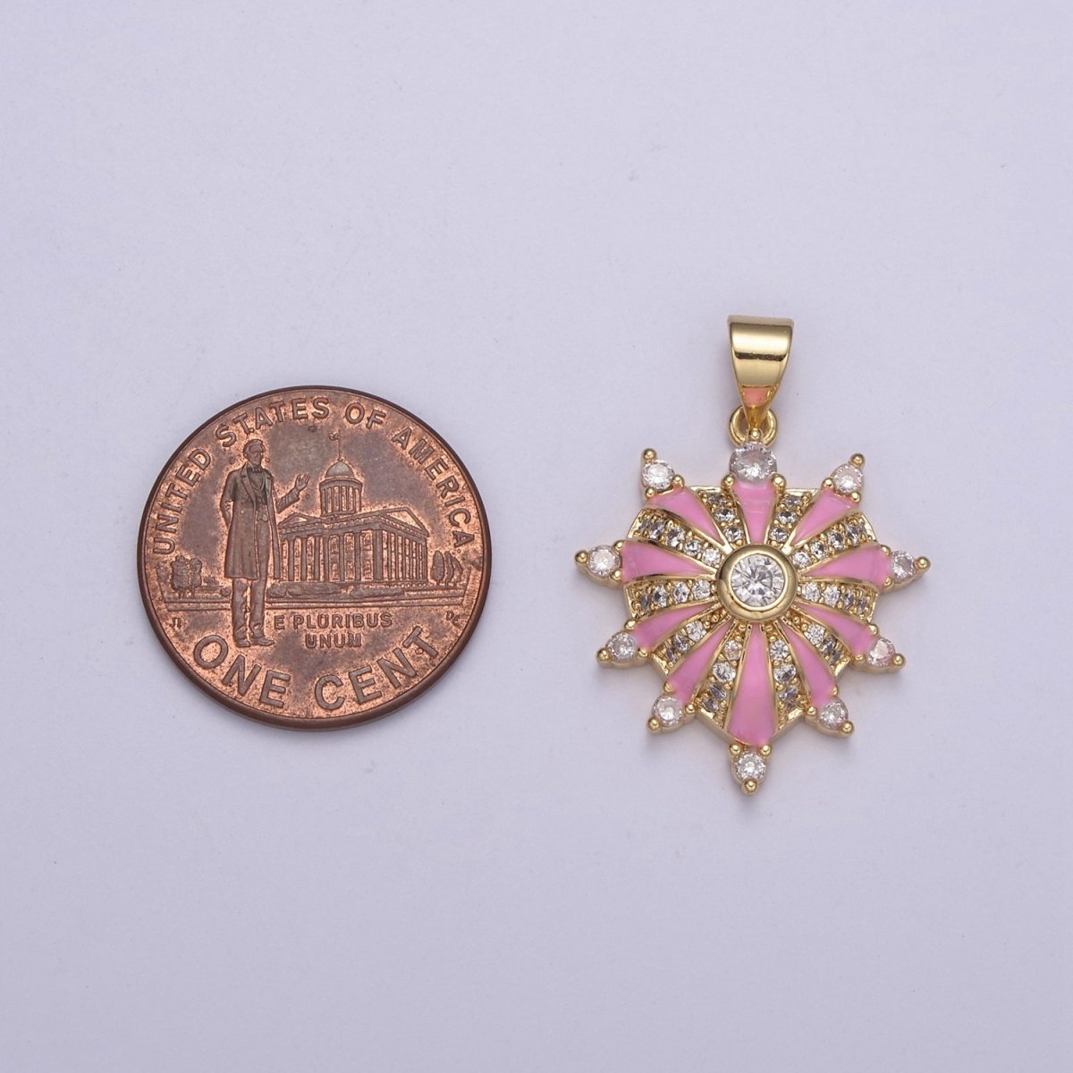 Dainty Gold Filled Heart Charm Enamel Love Medallion with Sunburst Radial Heart Pendant for Valentine Jewelry Making H - 436 H439 H - 440 H - 441 - DLUXCA