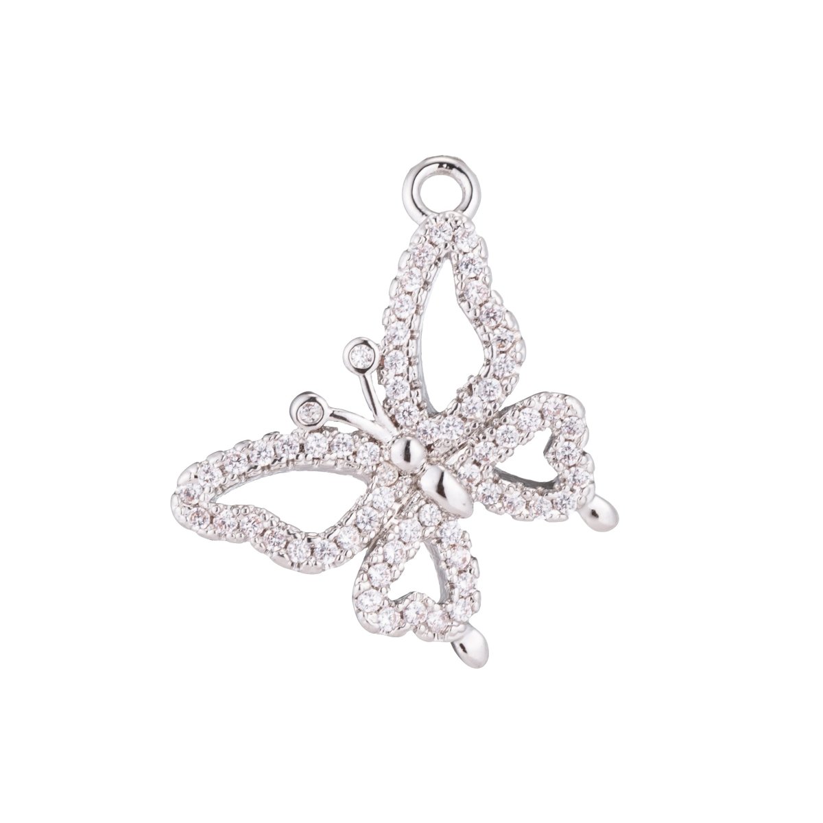 Dainty Golden Butterfly Monarch Charm CZ Mariposa Animal Nature Micro Pave Charm Pendant C-388 - DLUXCA