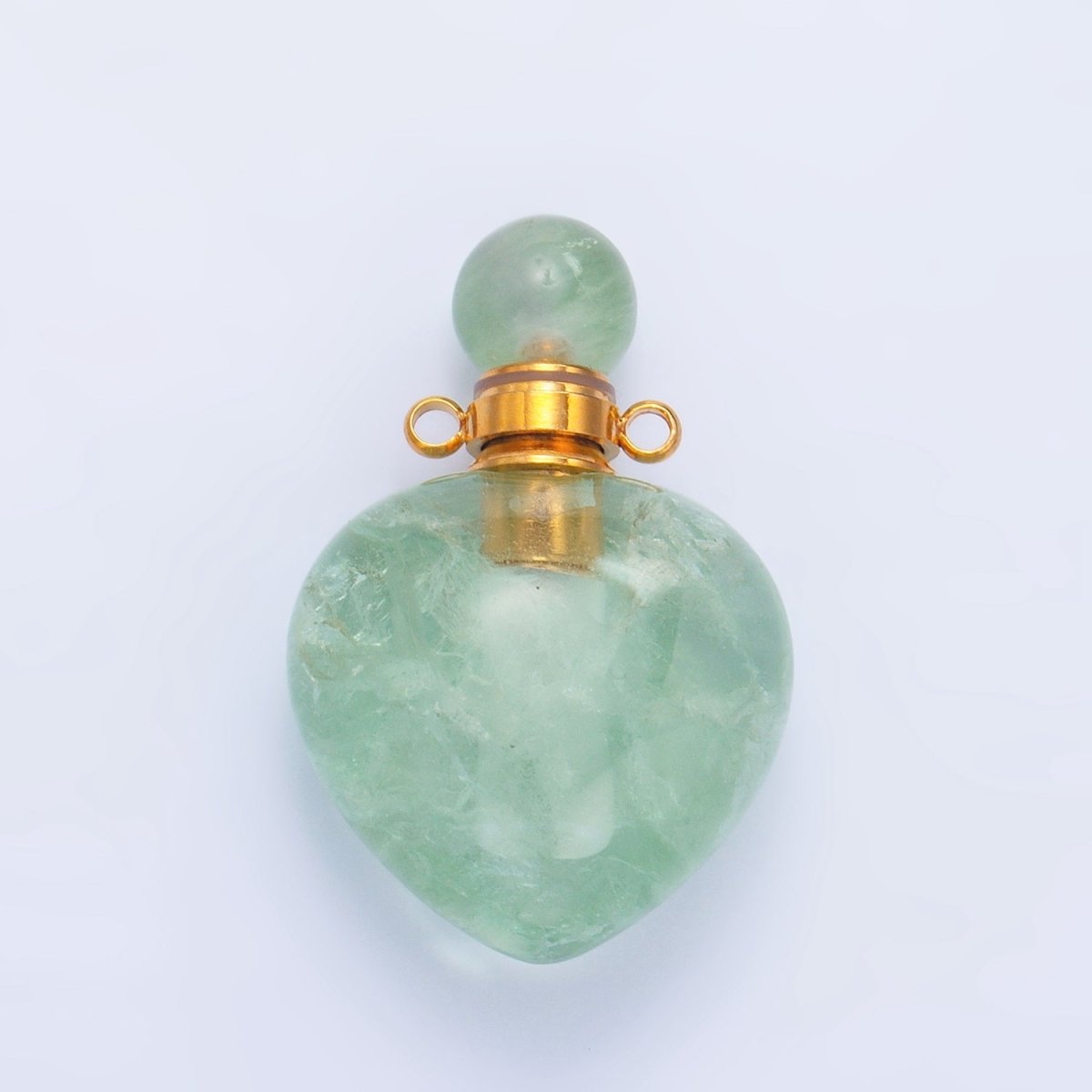 Dainty Heart Perfume Bottle Charm Rose Quartz Amethyst Aventurine Gemstone Essential Oil Bottle Pendant - DLUXCA