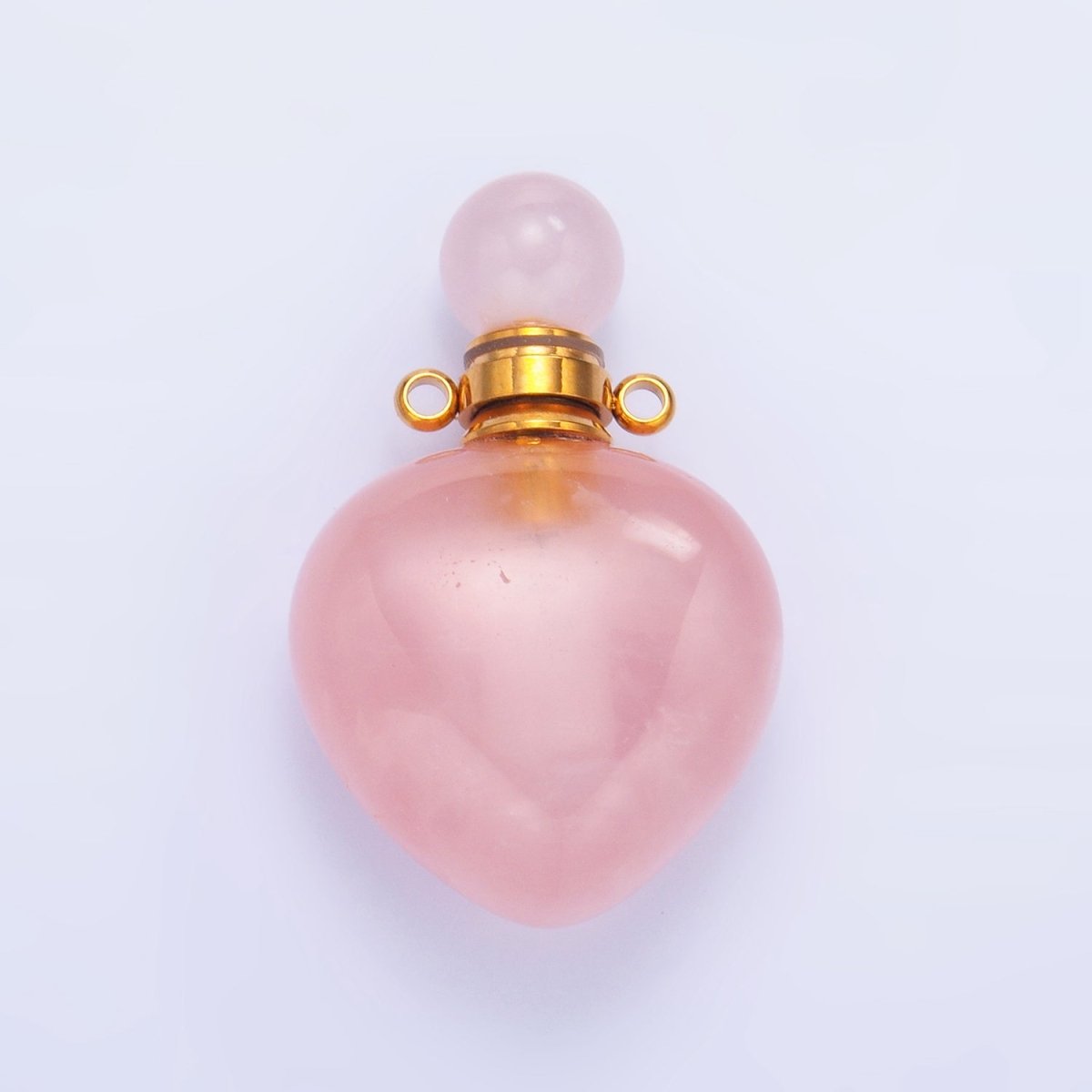 Dainty Heart Perfume Bottle Charm Rose Quartz Amethyst Aventurine Gemstone Essential Oil Bottle Pendant - DLUXCA