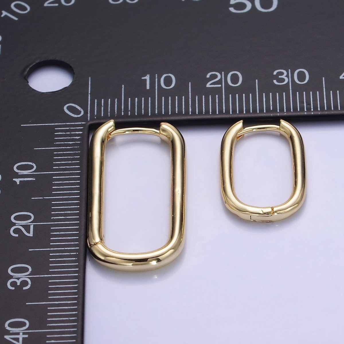 Dainty Link Hoop Earrings Minimalist Oblong Gold Filled Hoop Earring AB-1336 AB-1337 - DLUXCA