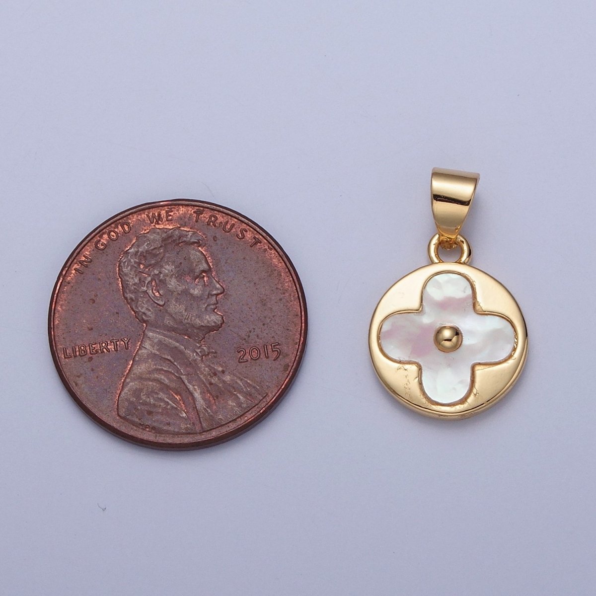 Dainty MOP Flower Charm, mother - of - pearl pendant, Gold Plated I - 171 - DLUXCA