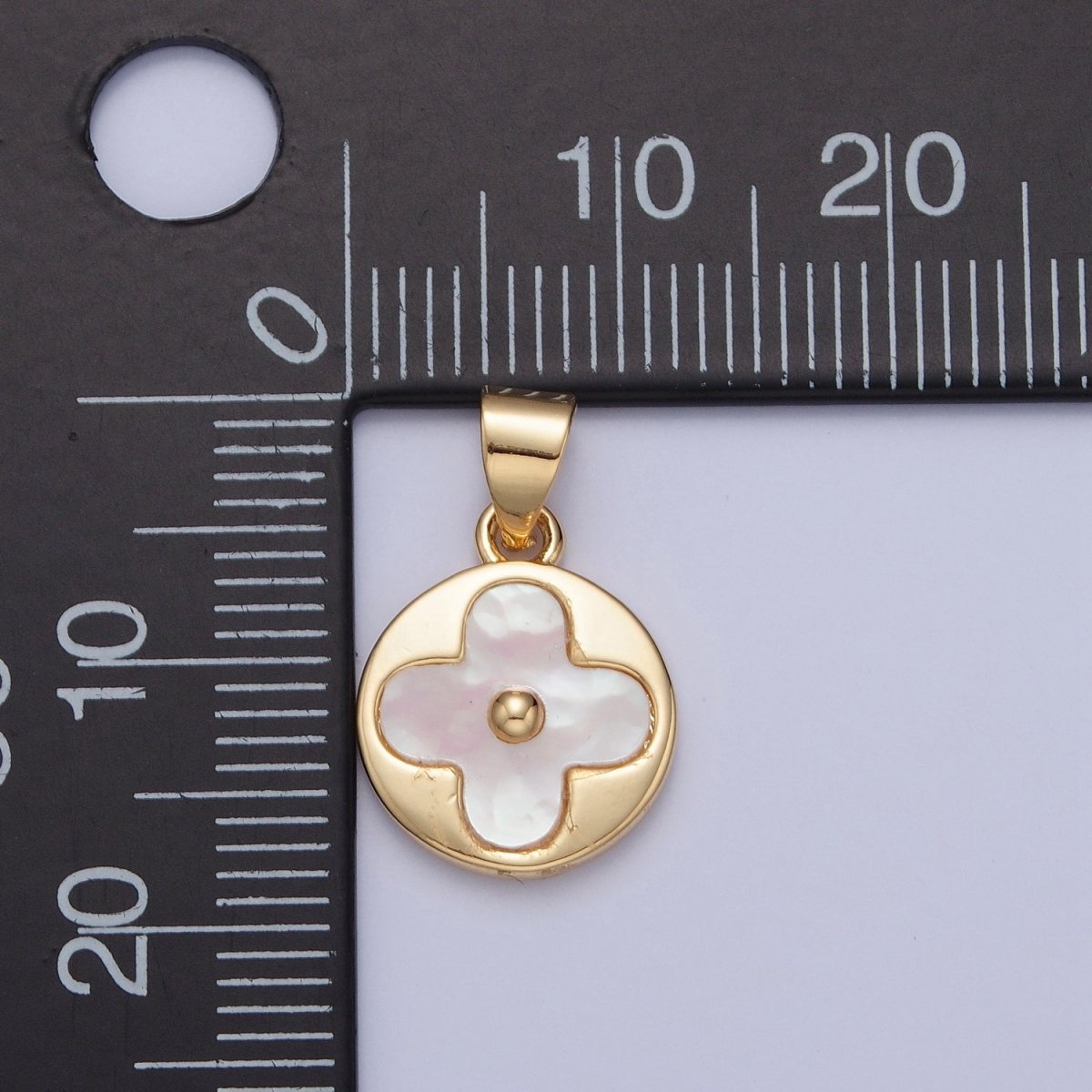 Dainty MOP Flower Charm, mother - of - pearl pendant, Gold Plated I - 171 - DLUXCA