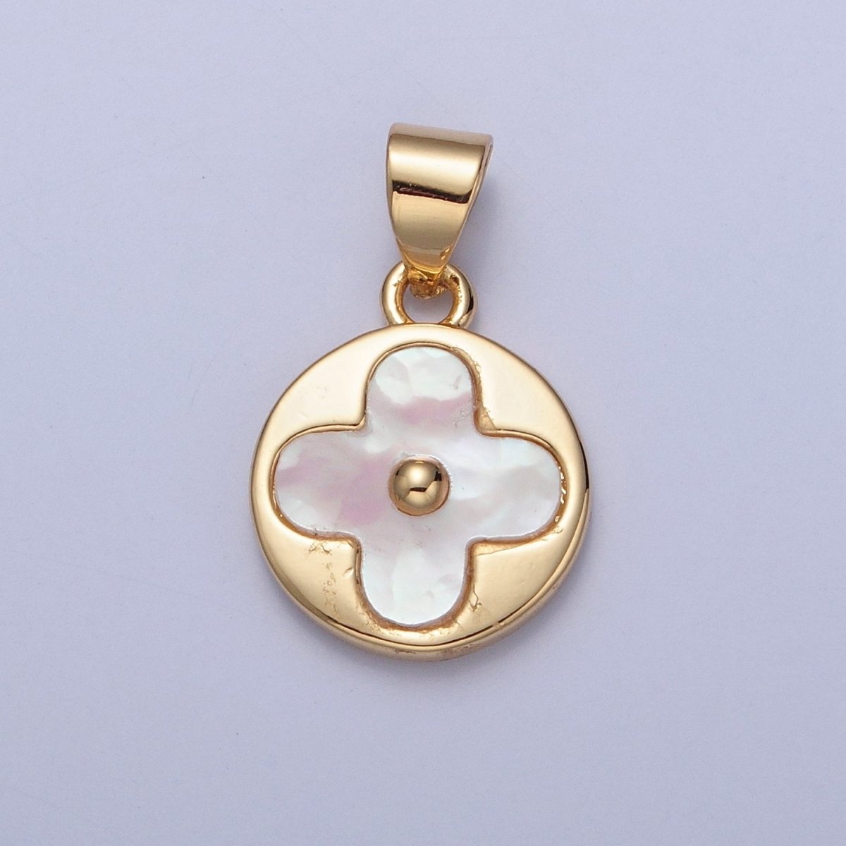 Dainty MOP Flower Charm, mother - of - pearl pendant, Gold Plated I - 171 - DLUXCA