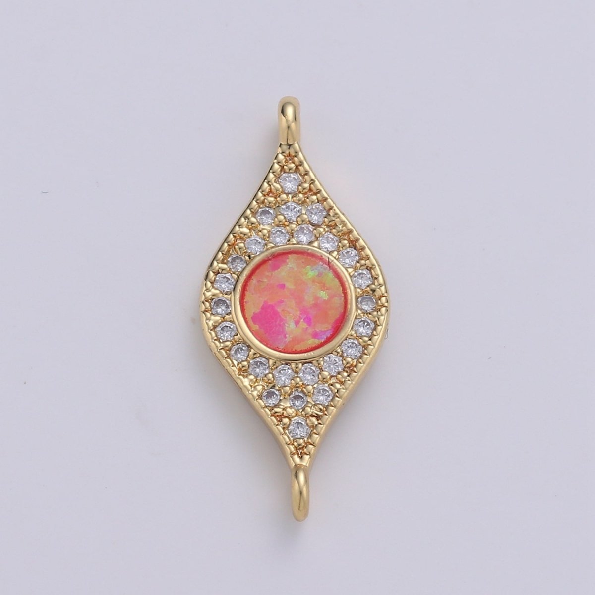 Dainty Opal Bracelet Connector Gold Evil Eye Charm 14k Gold Fill Peacock Feather Charm Connector for Bracelet Necklace Charm Component F-491 F-492 F-493 - DLUXCA