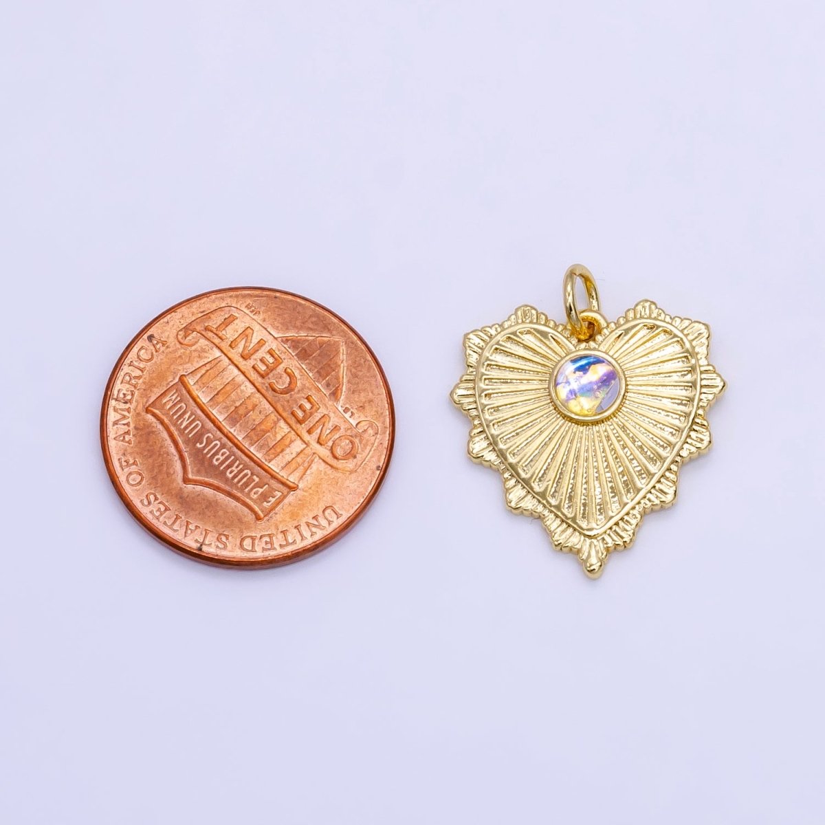 Dainty Radiant Heart with Opal Stone for Minimalist Jewelry E - 773 - DLUXCA