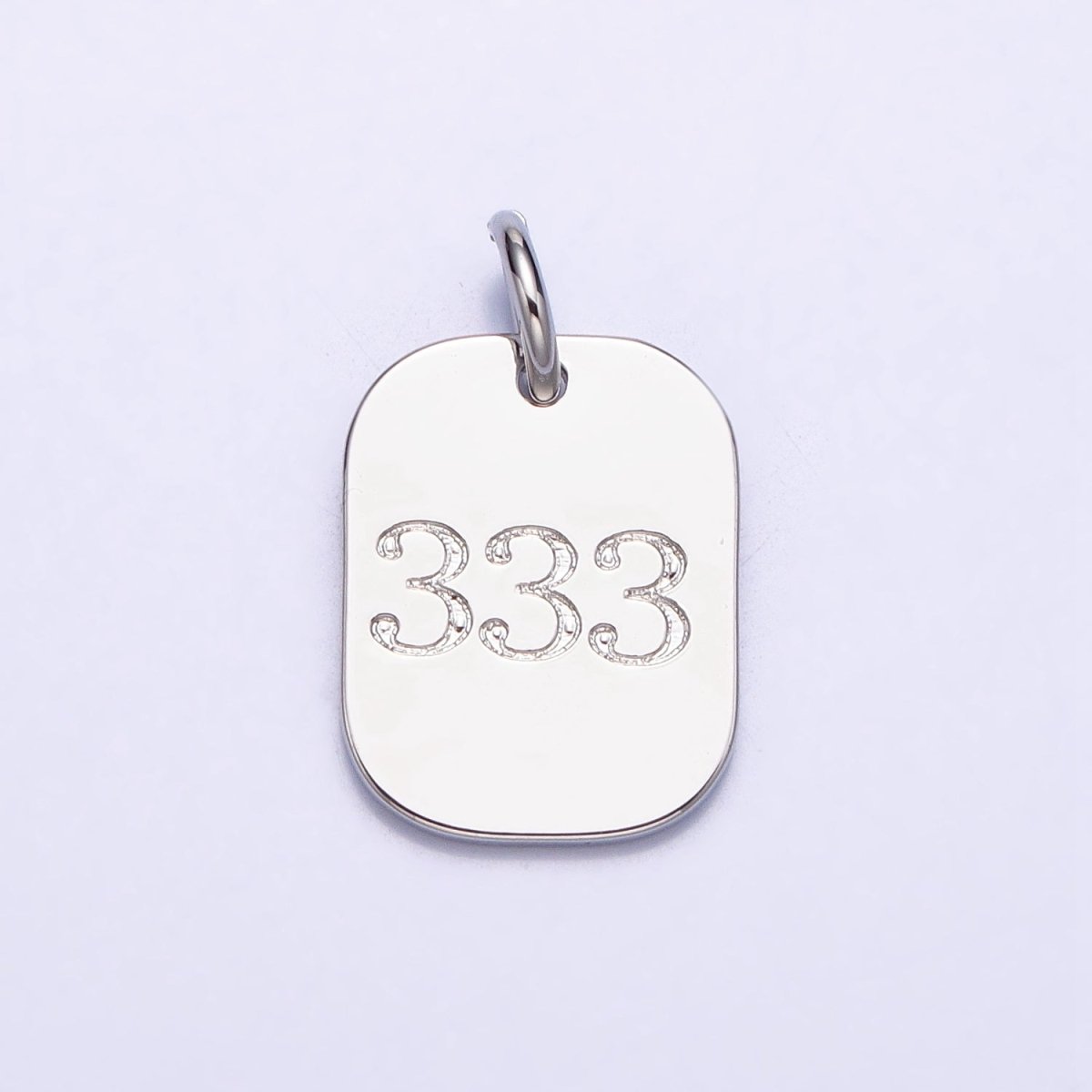 Dainty Silver Tag Angel Number Numerology Engraved Small Military Tag Charm add on Pendant | AC062 - AC071 - DLUXCA