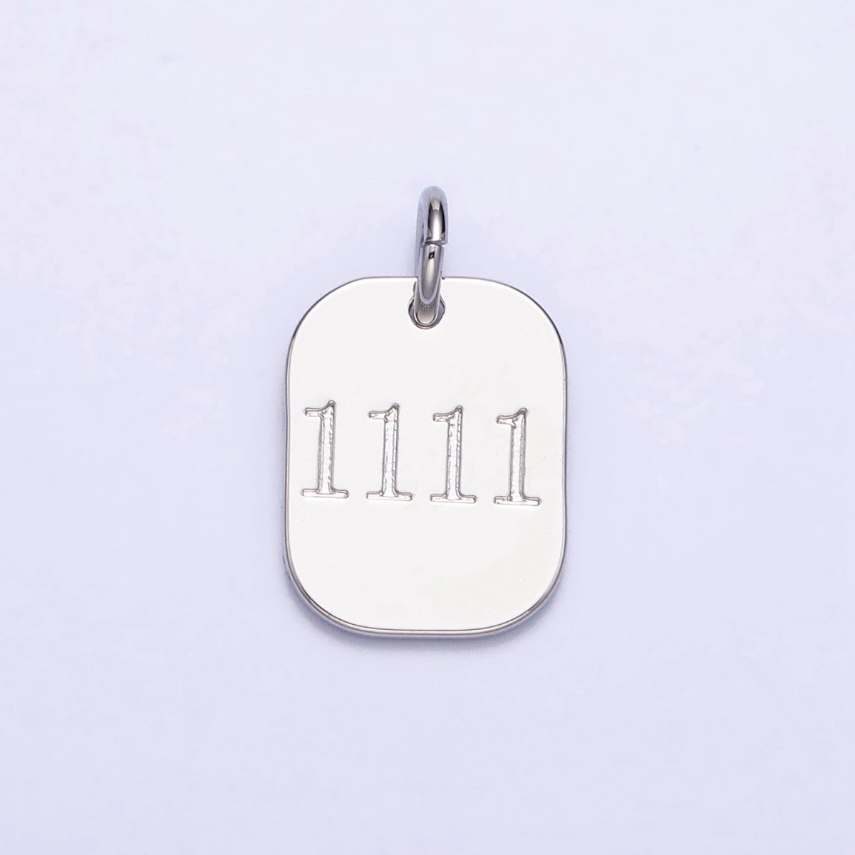 Dainty Silver Tag Angel Number Numerology Engraved Small Military Tag Charm add on Pendant | AC062 - AC071 - DLUXCA