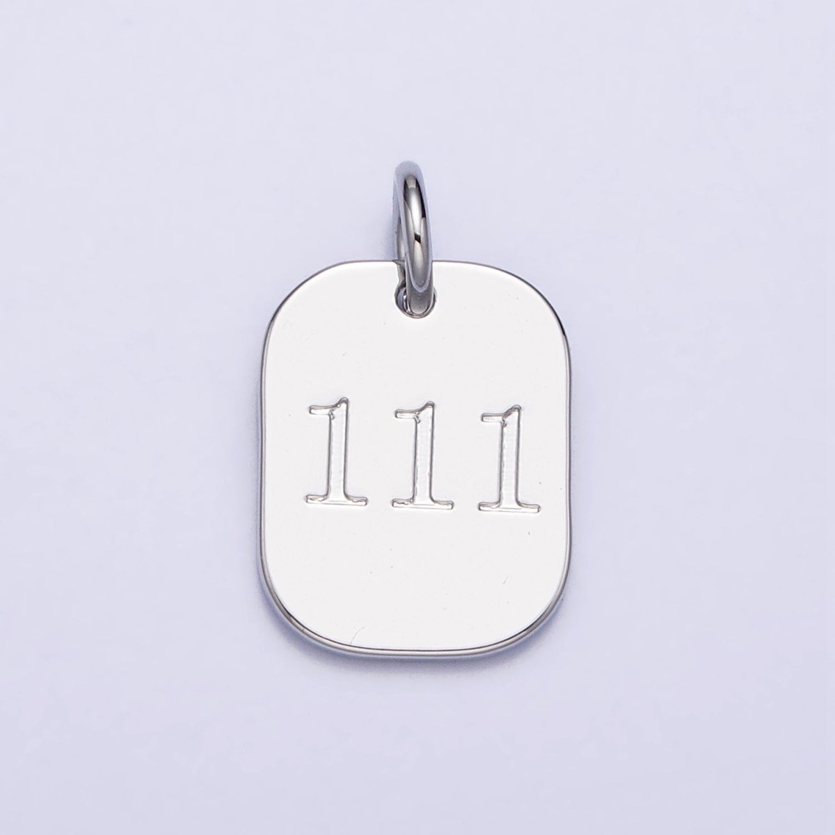 Dainty Silver Tag Angel Number Numerology Engraved Small Military Tag Charm add on Pendant | AC062 - AC071 - DLUXCA