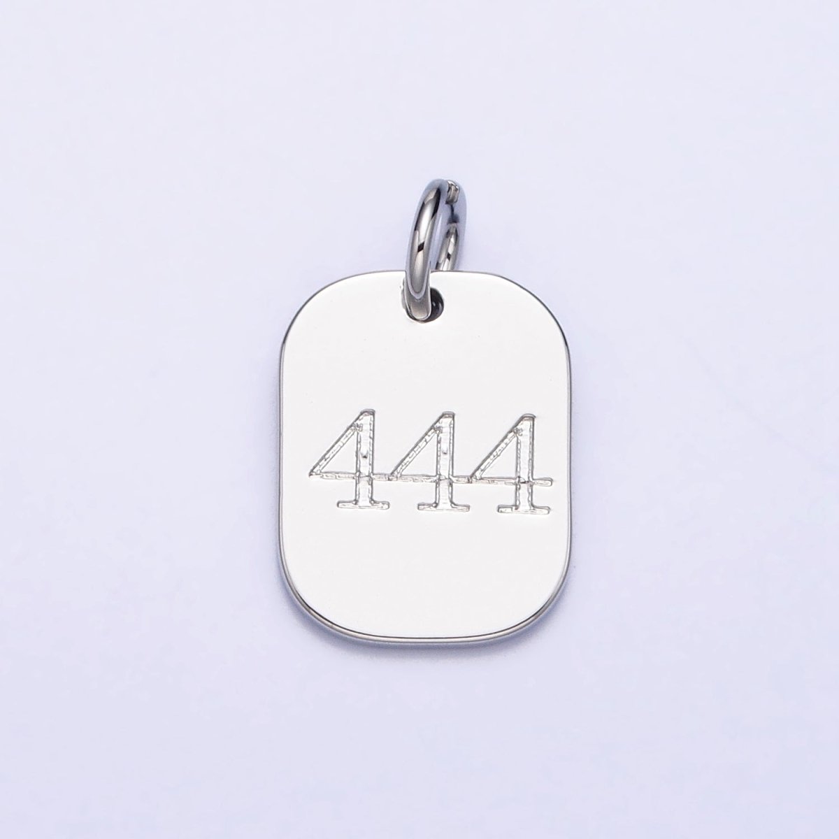 Dainty Silver Tag Angel Number Numerology Engraved Small Military Tag Charm add on Pendant | AC062 - AC071 - DLUXCA