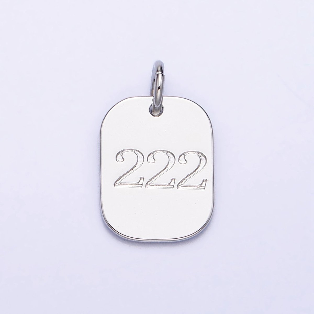 Dainty Silver Tag Angel Number Numerology Engraved Small Military Tag Charm add on Pendant | AC062 - AC071 - DLUXCA