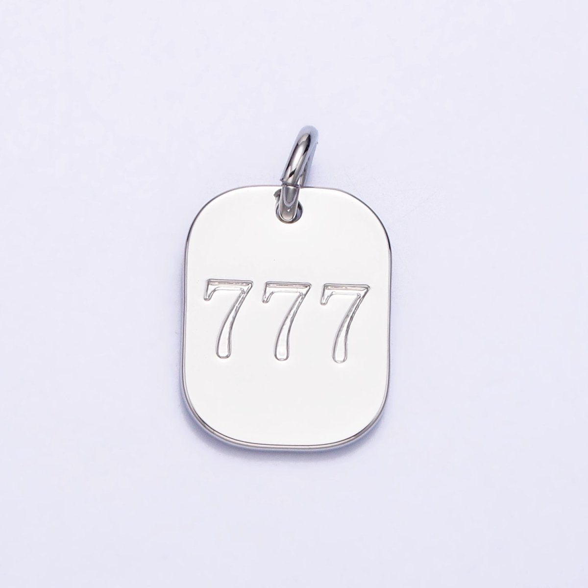 Dainty Silver Tag Angel Number Numerology Engraved Small Military Tag Charm add on Pendant | AC062 - AC071 - DLUXCA