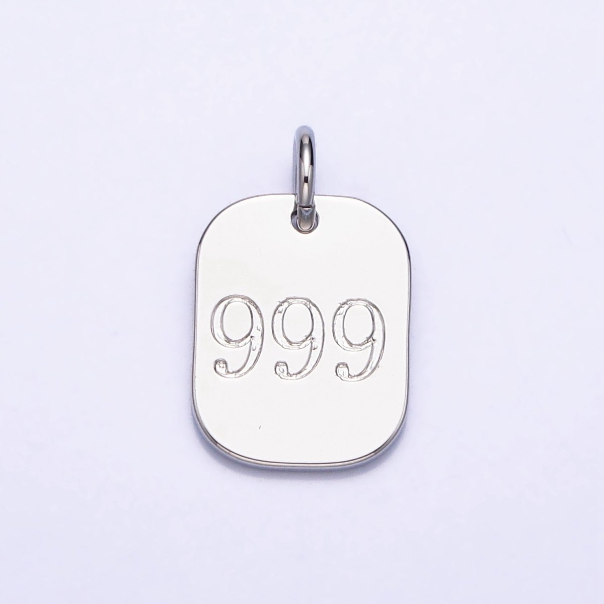 Dainty Silver Tag Angel Number Numerology Engraved Small Military Tag Charm add on Pendant | AC062 - AC071 - DLUXCA