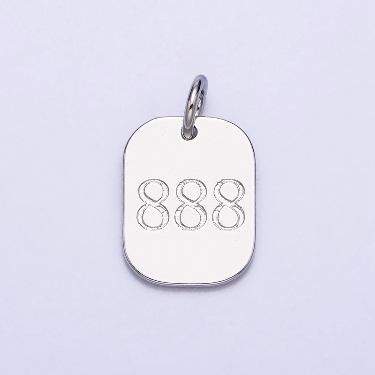 Dainty Silver Tag Angel Number Numerology Engraved Small Military Tag Charm add on Pendant | AC062 - AC071 - DLUXCA